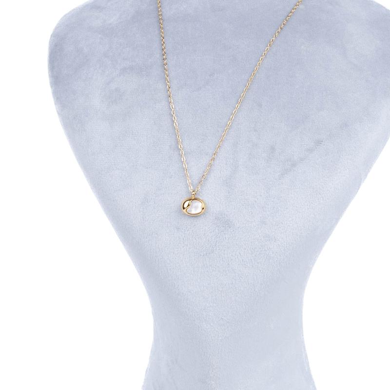 گردنبند مینیمال، با پلاک فانتزی و صدف،آبکاری رادیوم، کد: D059