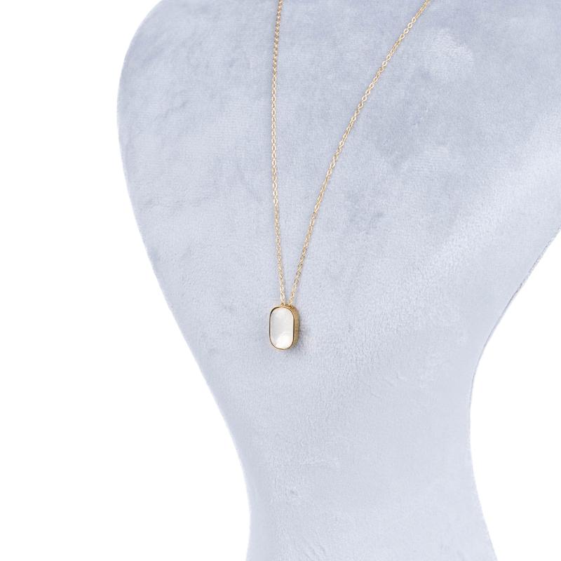 گردنبند مینیمال، با پلاک بیضی و صدف، کد: D060