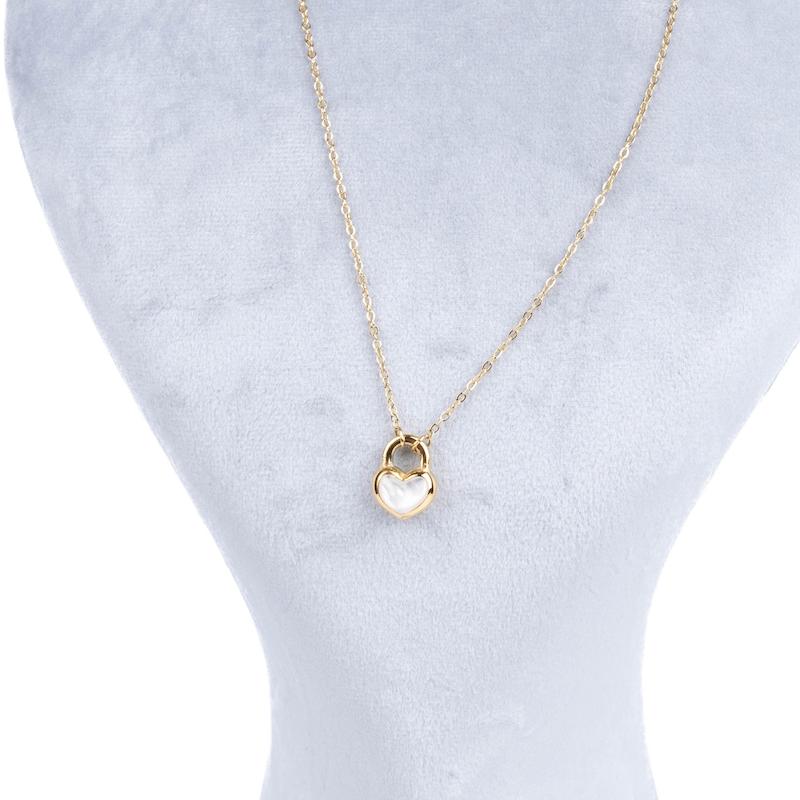 گردنبند مینیمال، با پلاک طرح قلب و صدف برجسته، کد: D061