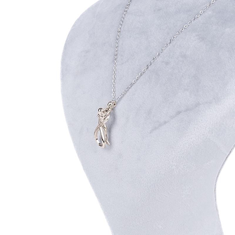 گردنبند آغوش، استیل، نگین‌دار، طرح بی‌نهایت، آبکاری رادیوم، کد: D064