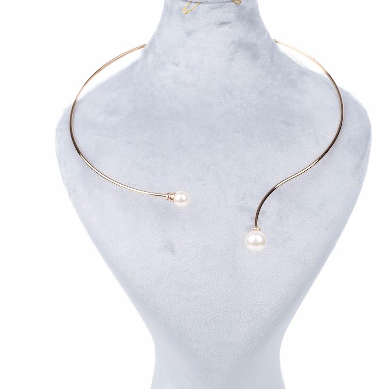 گردنبند طوق، طلایی، رزگلد، مرواریدی، کد: D065