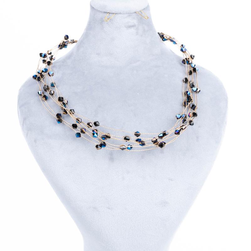 گردنبند سیم و مهره، چند لاین، کد: D068