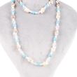 نیمست ساحلی (گردنبند و دستبند)، ترکیب صدف، مهره و مراورید، آبی و سفید کد:E022