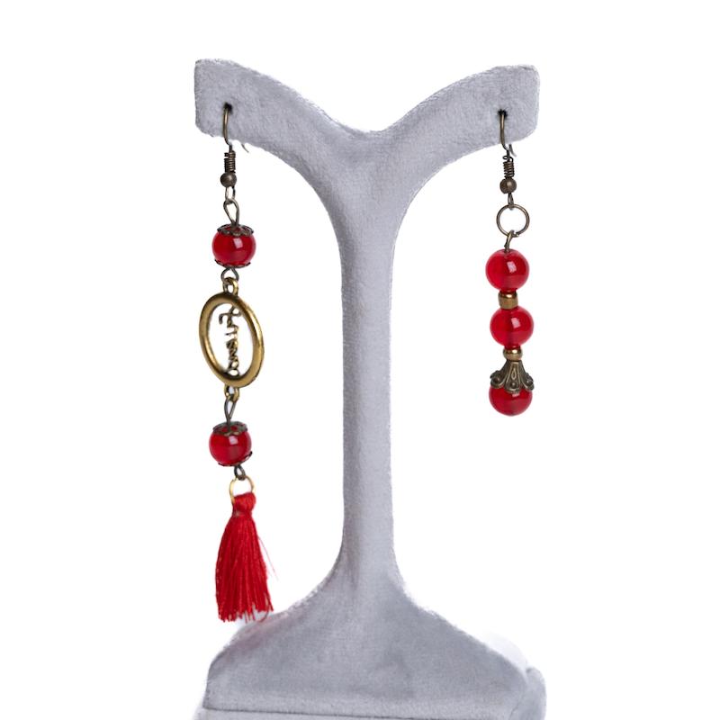 گوشواره یلدایی، تابه تا، آویزی، منگوله‌دار، برنز(زاماک)، دارای مهره کروی، کد: A0125