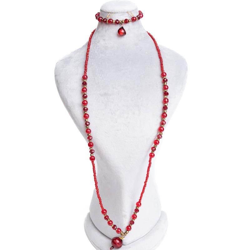 نیمست یلدایی، گردنبند و دستبند، مهره، منجوق، دانه و خود انار، متریال برنز، کد:E035