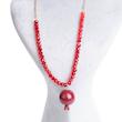 گردنبند یلدایی، زنجیر و کریستال و انار، استیل، کد: D069