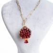 گردنبند بلند یلدایی، زنجیر و انار نیمه نسبتا درشت، استیل، طلایی، کد: D071