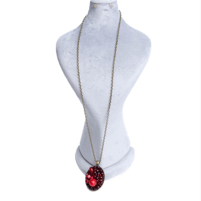 رولباسی یلدایی، برنزی، با پلاک بیضی، کریستال، دانه و انار، کد: G04