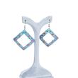 گوشواره دست‌ساز میناکاری آبی، طرح چهارگوش، کد: A0127