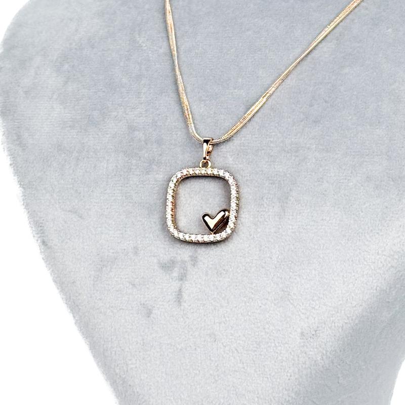 آویز ژوپینگ، طرح چهارگوش و قلب، نگین‎‌دار، کد: H029