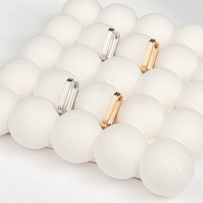 گوشواره حلقه‌ای، مستطیل، سه خط، استیل، کد: A0136
