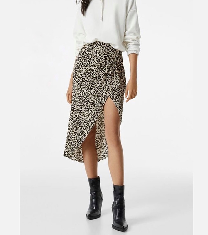 دامن midi پلنگی bershka