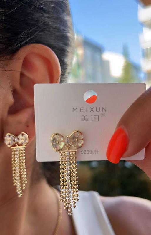 گوشواره  پاپیون جواهری