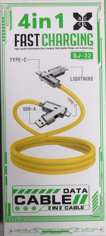 کابل دوسر تایپ سی به همراه تبدیل لایتنیگ آیفون و USB مدل SJ-32