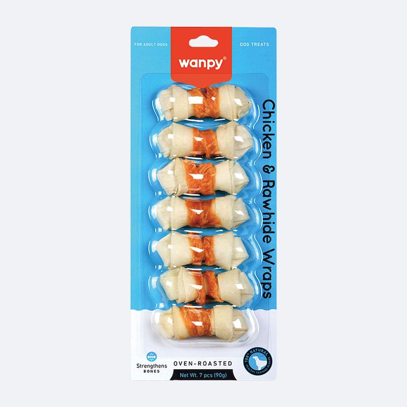 تشویقی سگ ونپی دورپیچ با طعم مرغ 7 عددی Wanpy Chicken & Rawhide Wraps وزن 90 گرم