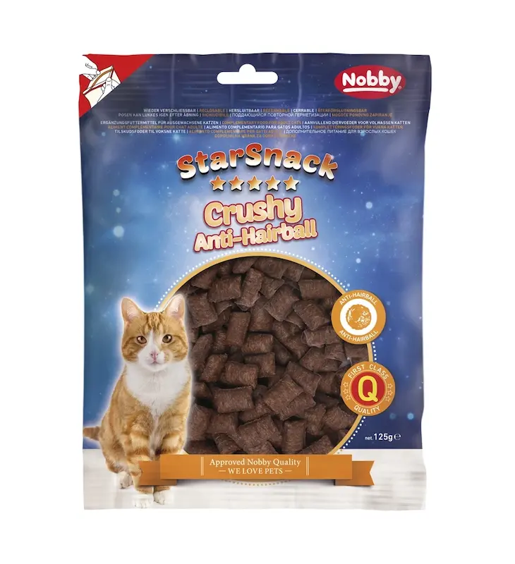 تشویقی گربه نوبی ضدگلوله مویی Nobby Crushy Anti Hairball وزن 125 گرم