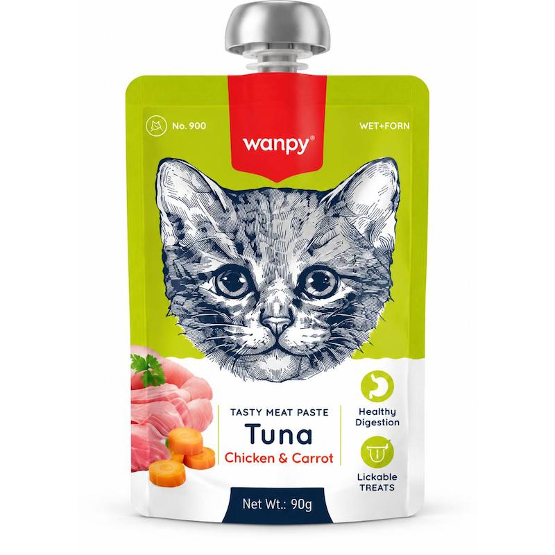 پودینگ گربه ونپی با طعم ماهی تن، مرغ و هویج سفارش اروپا Wanpy Tasty Meat Paste وزن 90 گرم