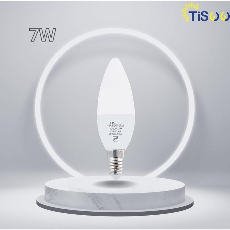 لامپ حبابی شمعی 7 وات تیسو مهتابی