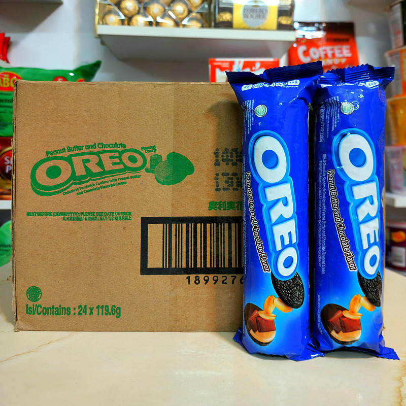 بیسکوییت اورئو با کرم کره بادام زمینی و شکلات oreo