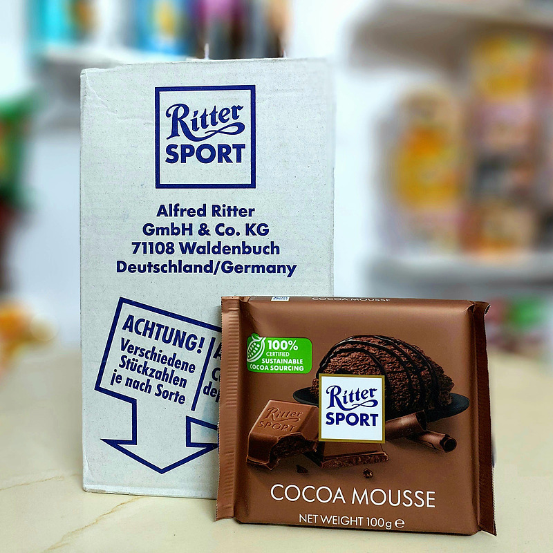 شکلات موس کاکائو ریتر اسپرت 100 گرم اصل آلمان RitterSport 
