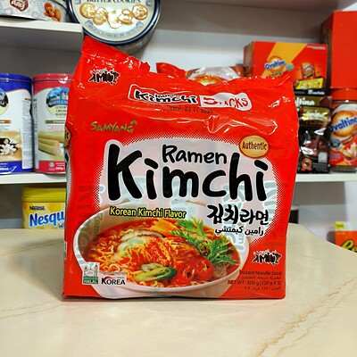 نودل کره ای رامن kimchi سامیانگ پک 5 عددی 600 گرمی با طعم ترشی سبزیجات و سس کیمچی