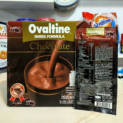 پودر شکلات اوالتین با رسپی سوییسی ۱۰ ساشه هات چاکلت| OVALTINE Rich Chocolate With Swiss Formula