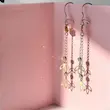 گوشواره طلا زنانه آویزدار طرح گل واژگون کد MT1051