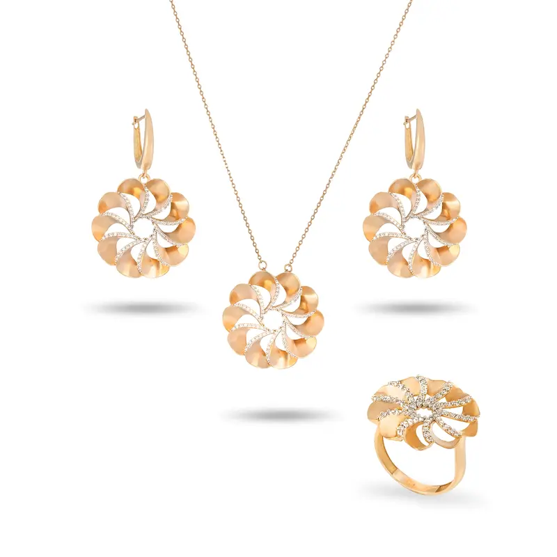 نیم ست طلا زنانه تریسا طرح گل کد MT1801