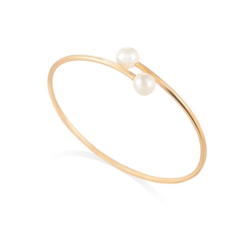 دستبند طلا زنانه پروفیل طرح مرواریدی کد MT1822