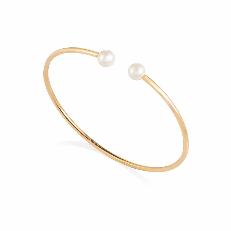 دستبند طلا زنانه پروفیل طرح مرواریدی کد MT1823