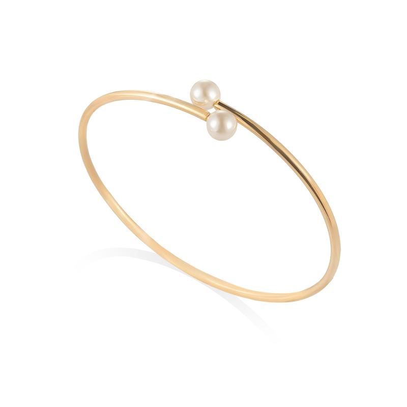 دستبند طلا زنانه پروفیل طرح مرواریدی کد MT1825