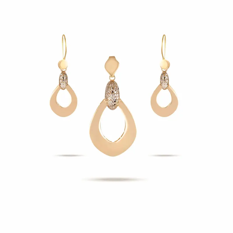 نیم ست طلا زنانه لیزری طرح بیضی کد MT1873