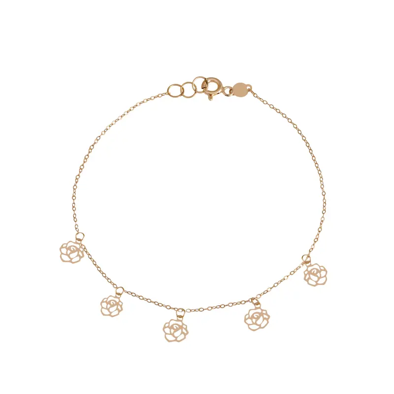 دستبند طلا زنانه زنجیری طرح گل کد MT2128