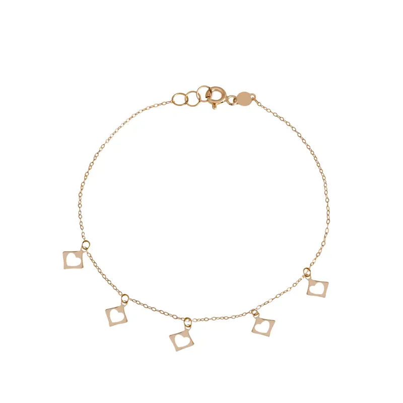 دستبند طلا زنانه زنجیری طرح قلب کد MT2130