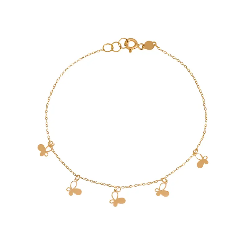 دستبند طلا زنانه زنجیری طرح پروانه کد MT2131