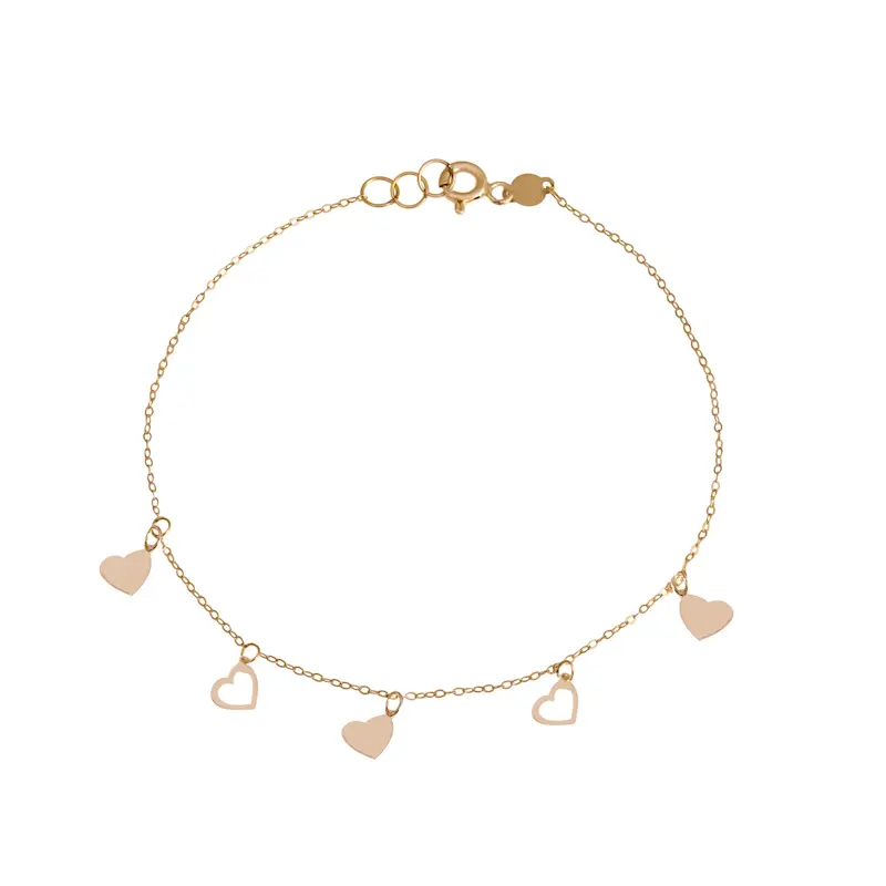 دستبند طلا زنانه زنجیری طرح قلب کد MT2133