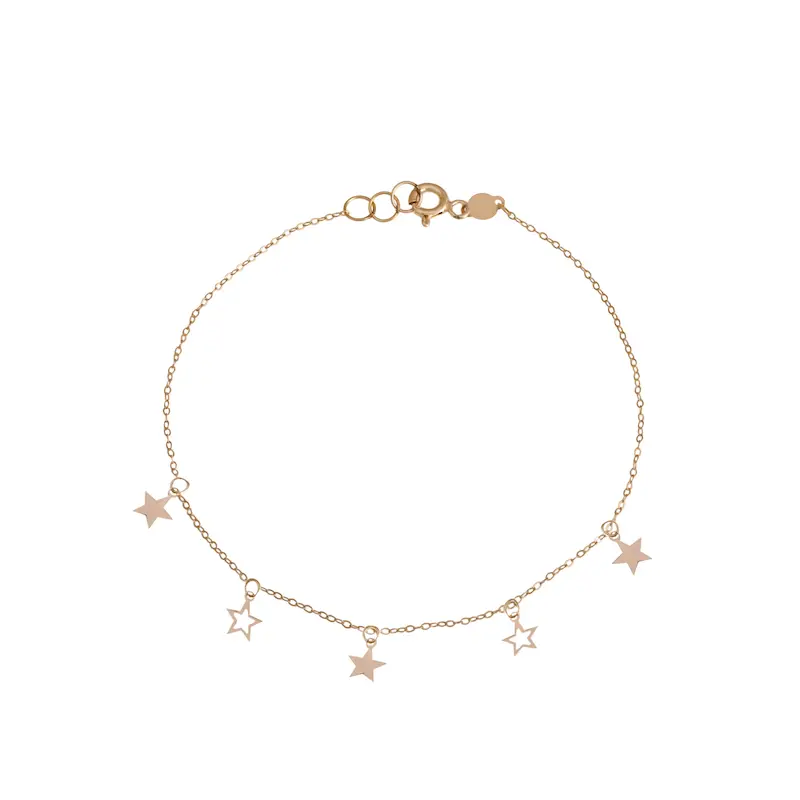 دستبند طلا زنانه زنجیری طرح ستاره کد MT2135