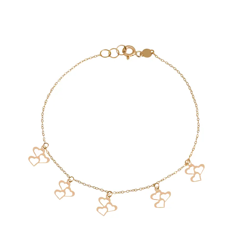 دستبند طلا زنانه زنجیری طرح قلب کد MT2136