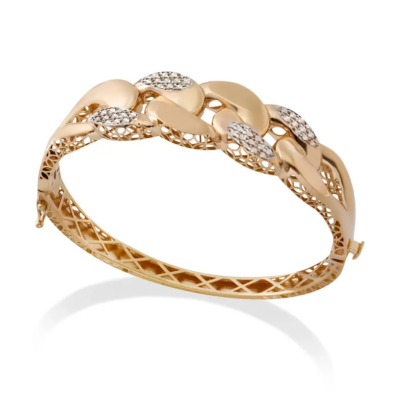 دستبند طلا زنانه النگویی طرح کارتیه کد MT1959