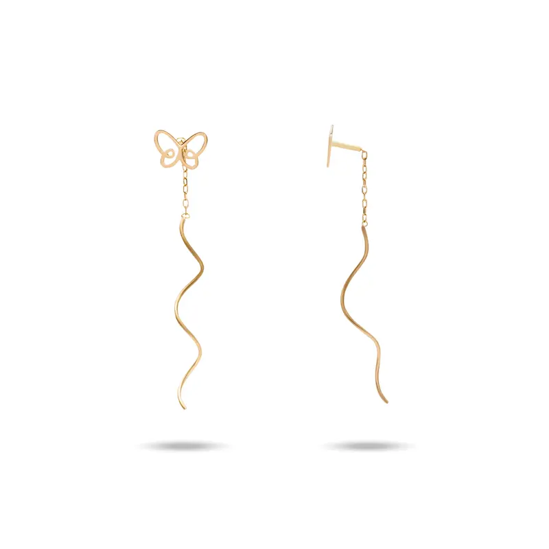 گوشواره طلا زنانه بخیه طرح پروانه کد MT2259