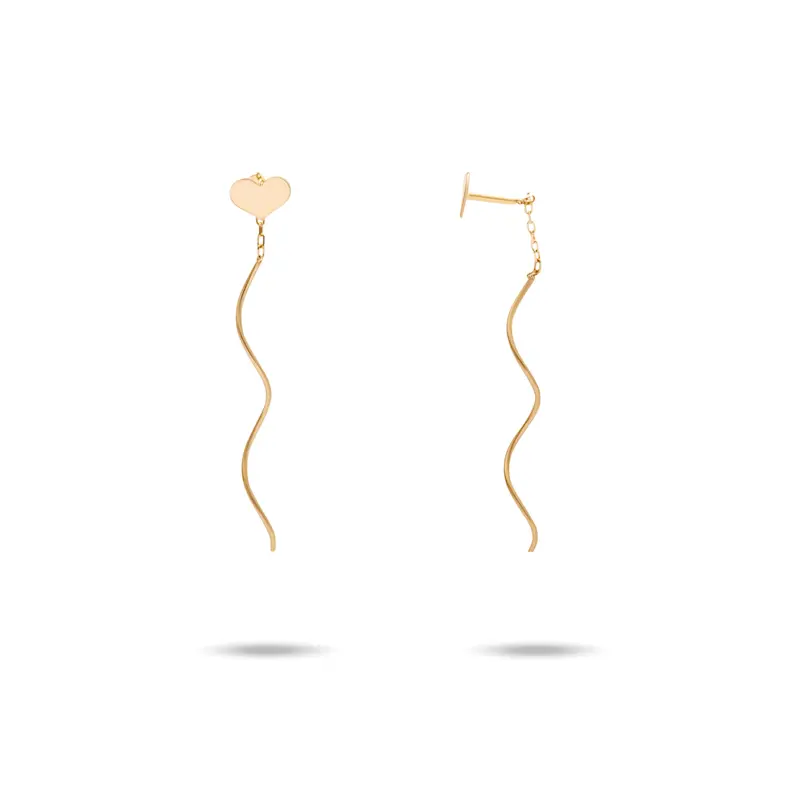 گوشواره طلا زنانه بخیه ای طرح قلب کد MT2260