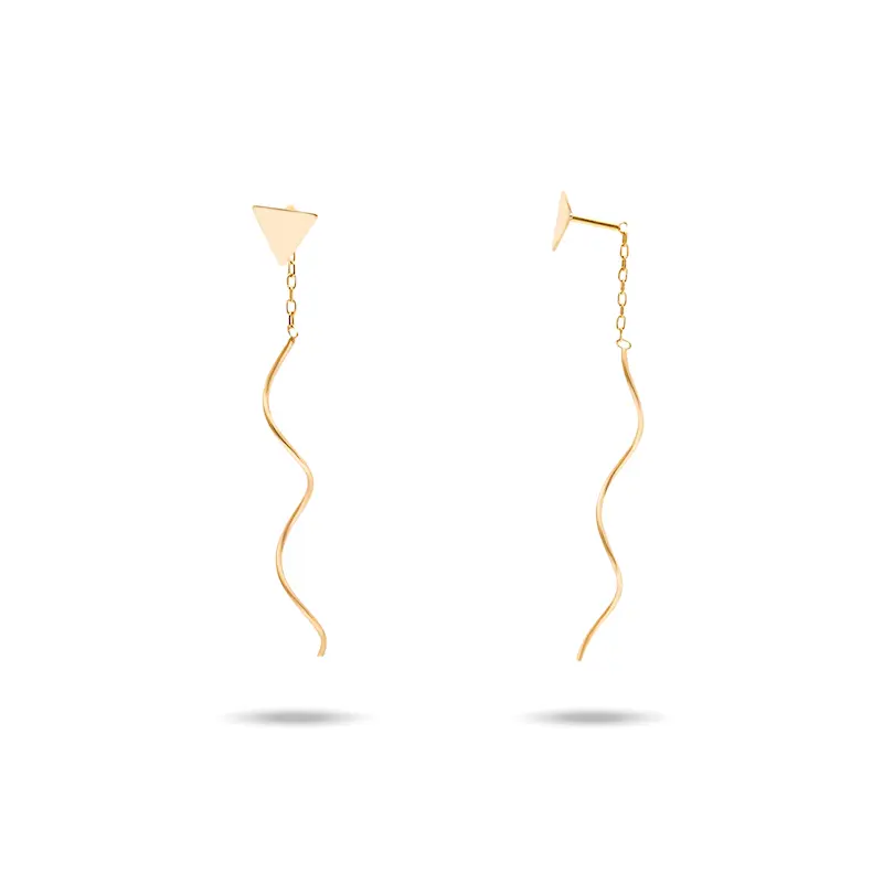 گوشواره طلا زنانه بخیه ای طرح مثلث کد MT2262