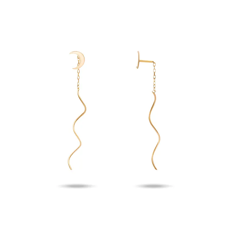 گوشواره طلا زنانه بخیه ای طرح برگ کد MT2265