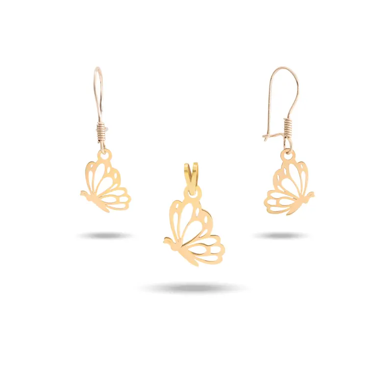 نیم ست طلا زنانه لیزری طرح پروانه کد MT2198