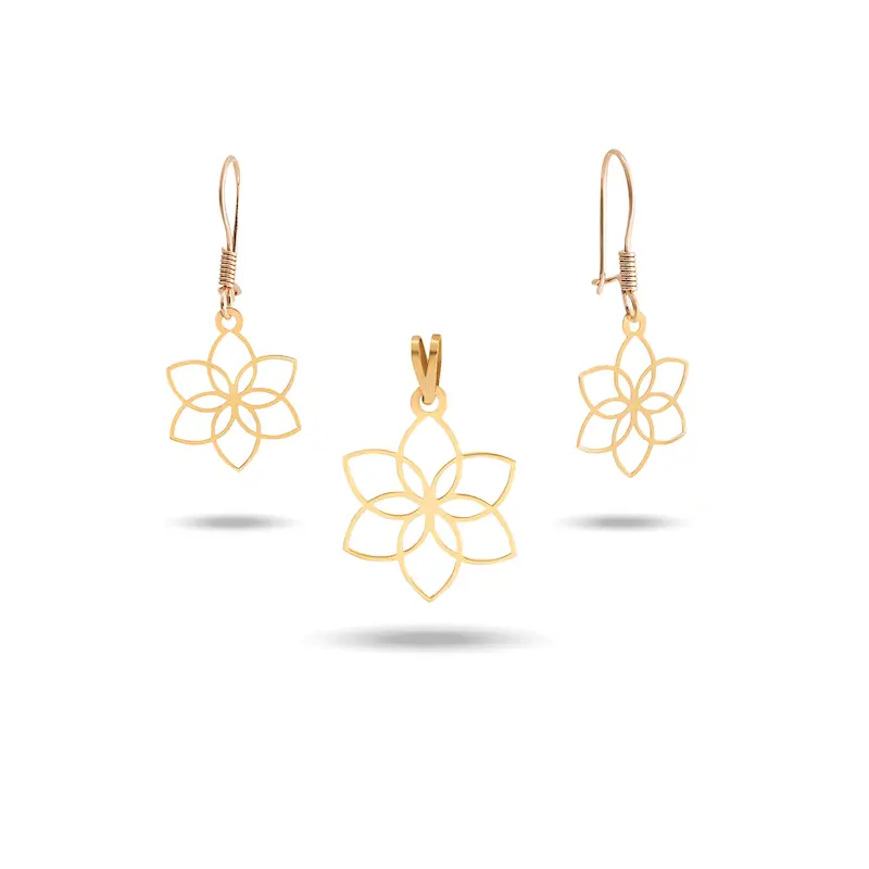 نیم ست طلا زنانه لیزری طرح گل کد MT2199