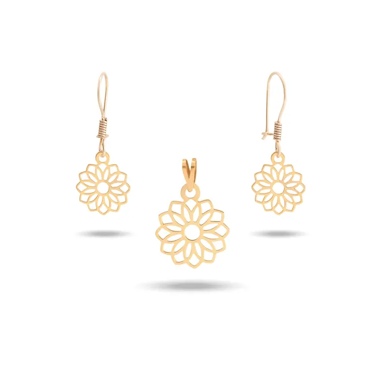 نیم ست طلا زنانه لیزری طرح گل کد MT2200