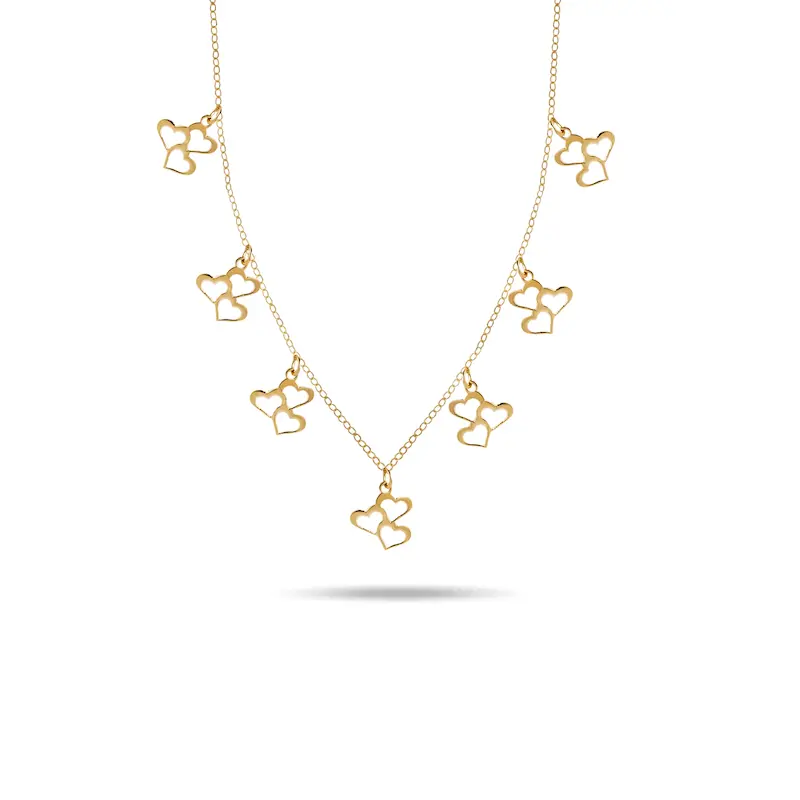 گردنبند طلا زنانه متصل طرح قلبی کد MT2214