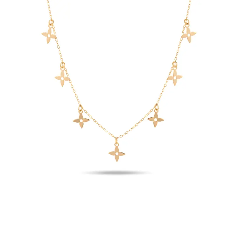 گردنبند طلا زنانه متصل طرح گل کد MT2217