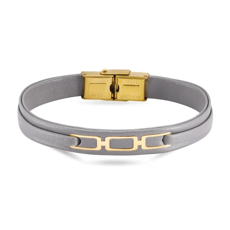 دستبند چرم و طلا طرح فانتزی کد MT2301