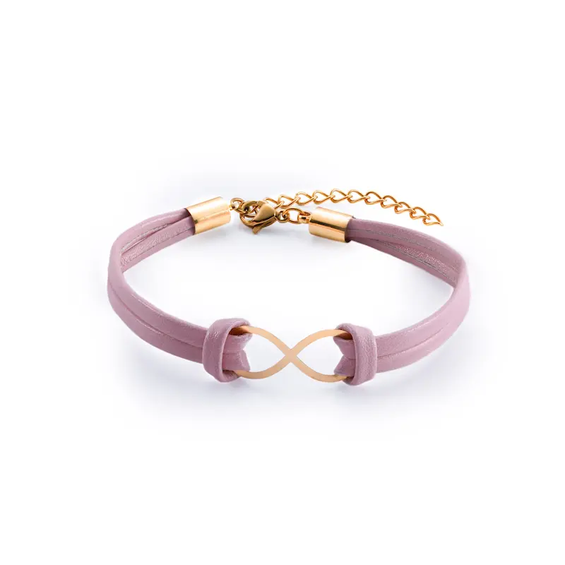 دستبند طلا و چرم طرح بینهیات کد MT2347